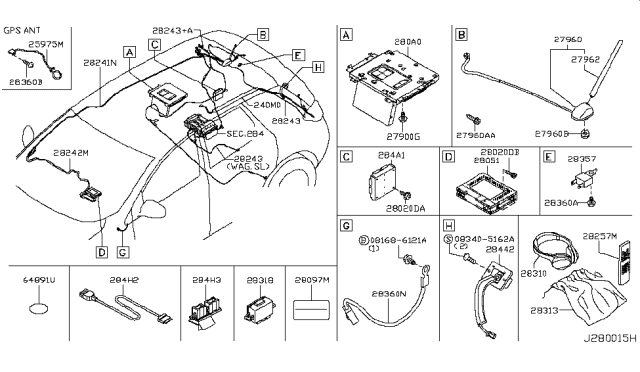 2009 Nissan Murano Feeder-Antenna Diagram for 28242-1AA1A