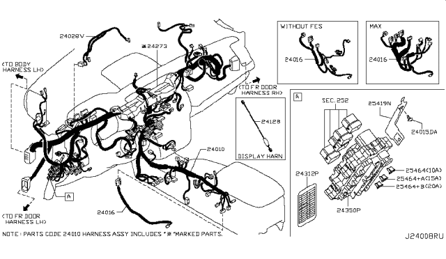 2012 Nissan Murano Harness-Main Diagram for 24010-1UM3A