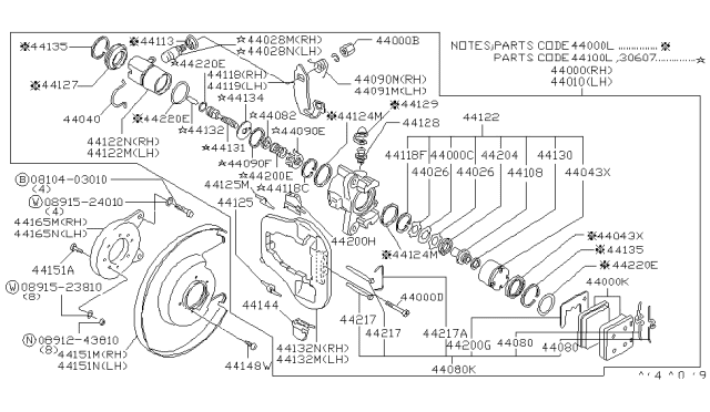 1981 Nissan 200SX CALIPER Rear LH Diagram for 44010-N9501