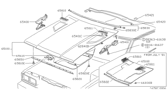 1982 Nissan 200SX Hood-Lock Diagram for 65610-H8500