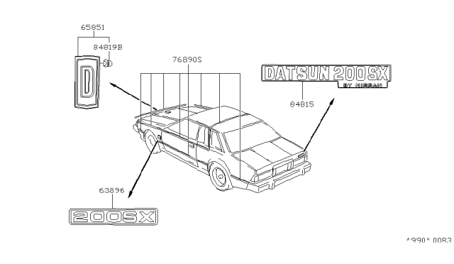 1981 Nissan 200SX Emblem & Name Label Diagram 2