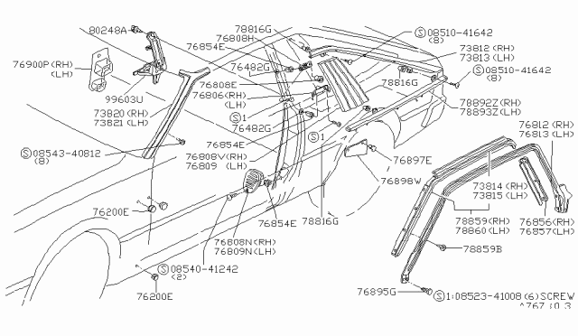 1982 Nissan 200SX Grille Outlet RH Diagram for 76808-N8510