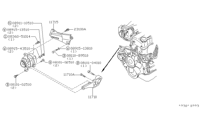 1979 Nissan 200SX Alternator Fitting Diagram 1