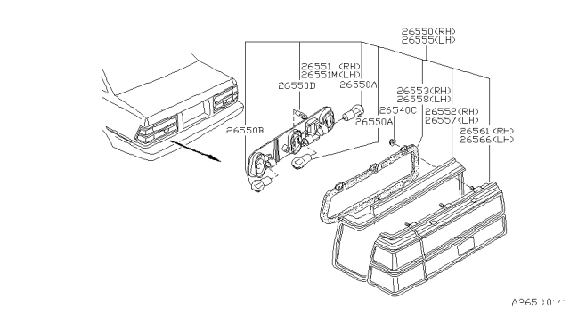 1983 Nissan 200SX Rear Combination Lamp Diagram 2