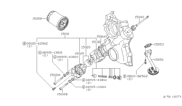 1981 Nissan 200SX Oil Strainer Diagram for 15050-W0400