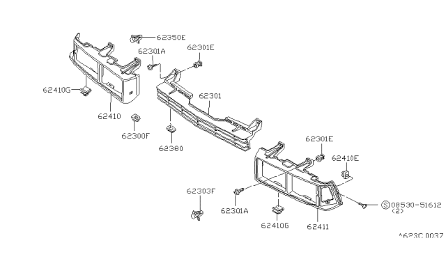 1983 Nissan 200SX Front Grille Diagram 1