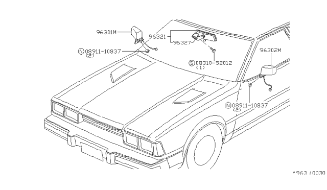 1981 Nissan 200SX Rear View Mirror Diagram 2