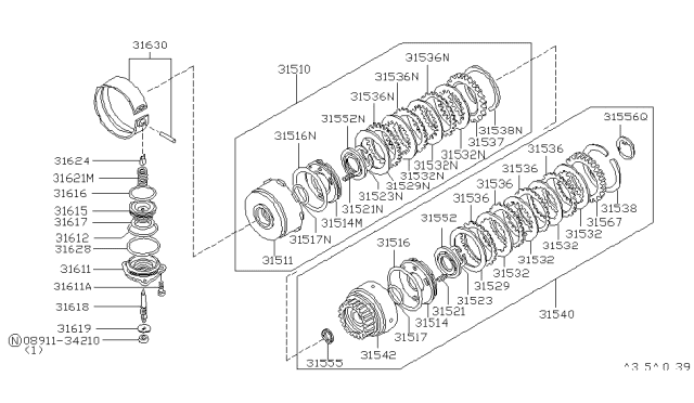 1979 Nissan 200SX Clutch & Band Servo Diagram 1