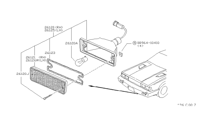 1982 Nissan 200SX Front Combination Lamp Diagram 2