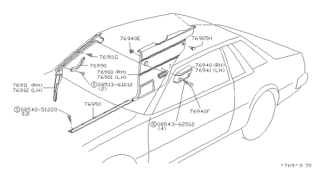 1980 Nissan 200SX Body Side Trimming Diagram 1