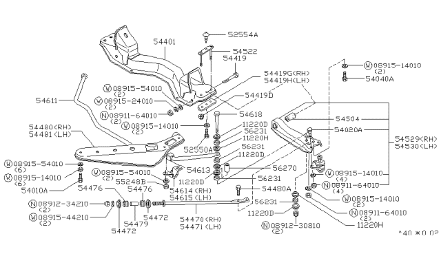 1982 Nissan 200SX STABILIZER Bracket,LH Diagram for 54615-N8200