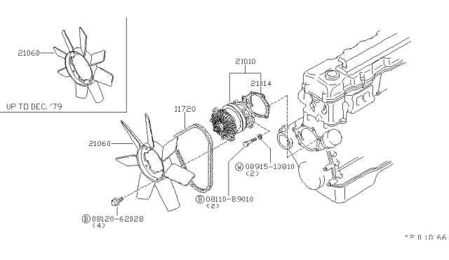 1982 Nissan 200SX Water Pump, Cooling Fan & Thermostat Diagram 1