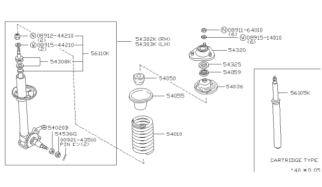 1980 Nissan 200SX STRUT ASY-LH Diagram for 54303-N8426