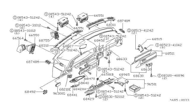 1980 Nissan 200SX Lower Dash Cover-Red Diagram for 68900-N8503