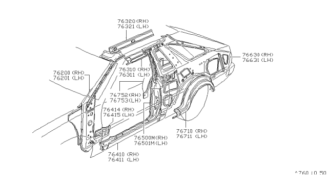 1982 Nissan 200SX Pillar Front L Diagram for 76201-N8210