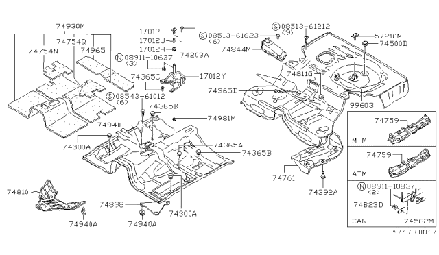 1979 Nissan 200SX Floor Fitting Diagram 1