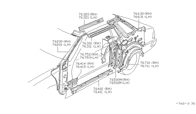 1981 Nissan 200SX Body Side Panel Diagram 2