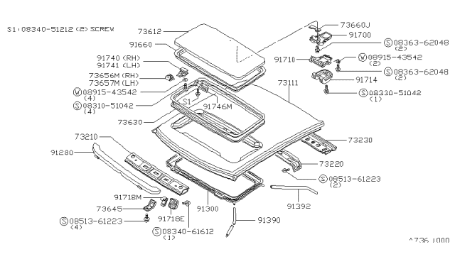 1980 Nissan 200SX Sun Roof Parts Diagram 5