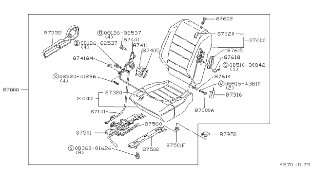 1982 Nissan 200SX Cover Hinge RHRED Diagram for 87616-N8203