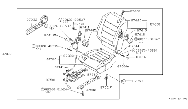 1983 Nissan 200SX Front Seat Diagram 6