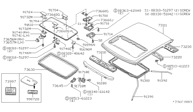 1981 Nissan 200SX SUNROOF WEATHERSTRIP Diagram for 73873-N8401