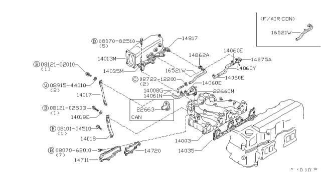 1982 Nissan 200SX Hose Elbow Diagram for 14057-D8110