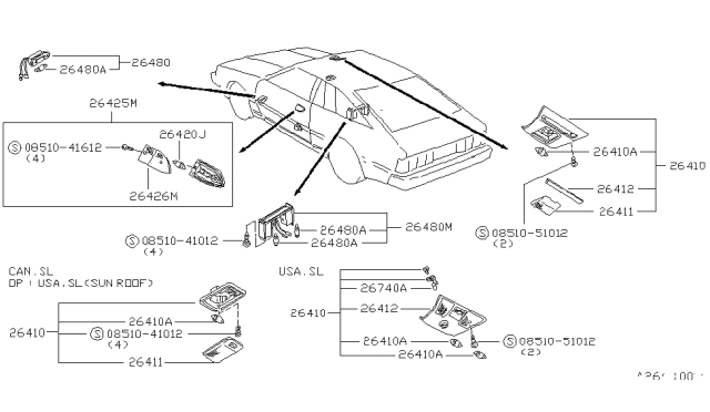 1982 Nissan 200SX Room Lamp Diagram 1