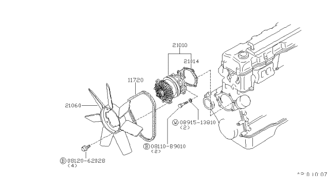 1980 Nissan 200SX Fan-Cooling Diagram for 21060-N8400