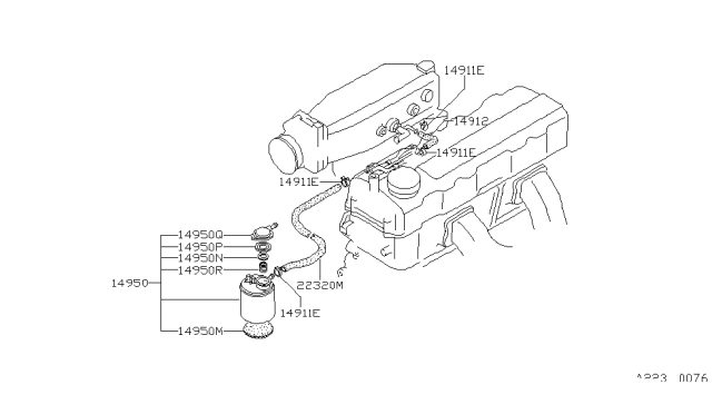 1983 Nissan 200SX Hose EVAPO Diagram for 14912-N8560