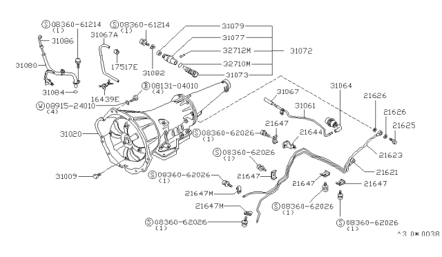 1980 Nissan 200SX Auto Transmission,Transaxle & Fitting Diagram