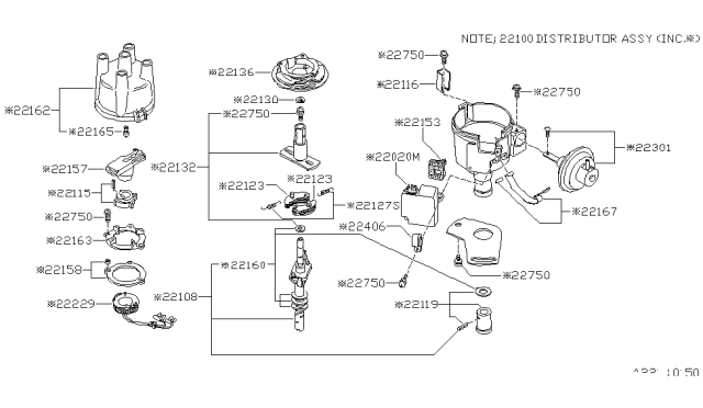 1980 Nissan 200SX Vacuum Cont ASY Diagram for 22301-N8565