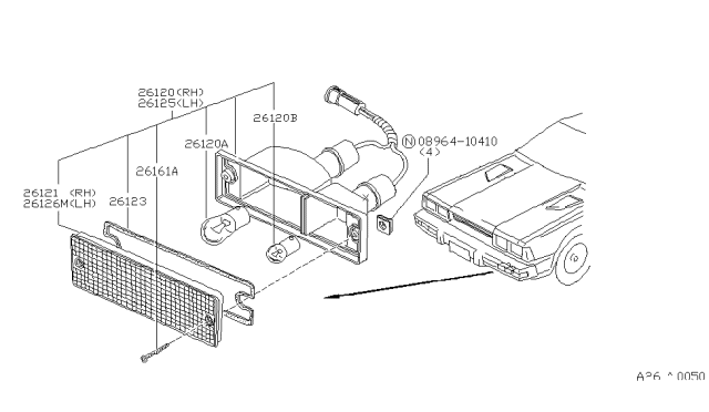 1981 Nissan 200SX Lamp Front Combination Diagram for 26125-N8500