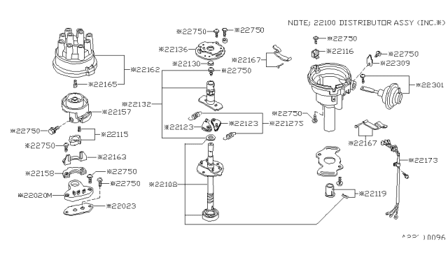 1982 Nissan 200SX Harness Diagram for 22159-N9600