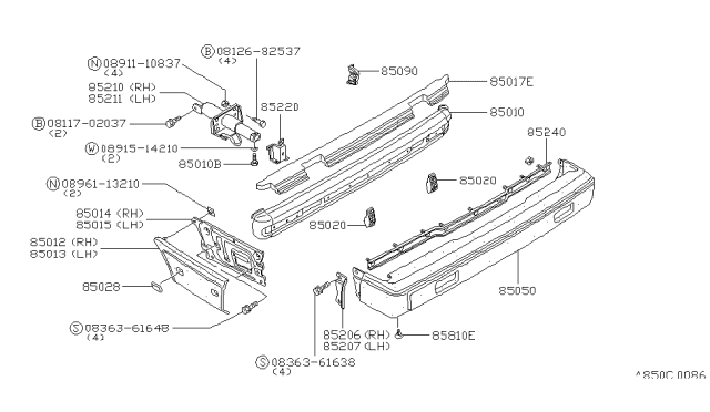 1983 Nissan 200SX Rear Bumper Diagram 2