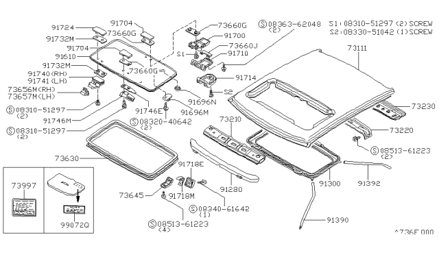 1982 Nissan 200SX Sun Roof Parts Diagram 1