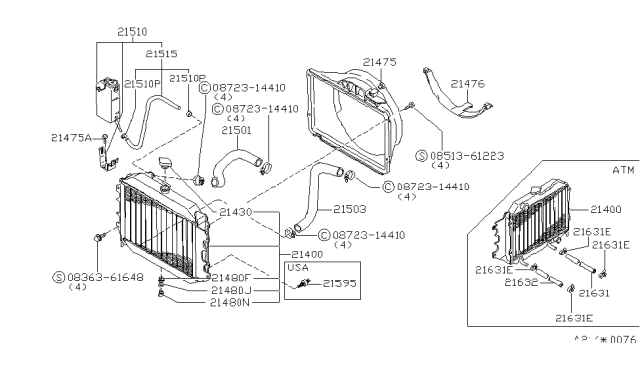 1980 Nissan 200SX Radiator,Shroud & Inverter Cooling Diagram