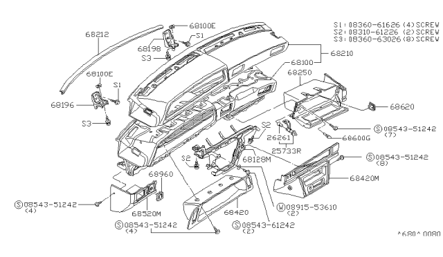 1981 Nissan 200SX Instrument Panel,Pad & Cluster Lid Diagram 1