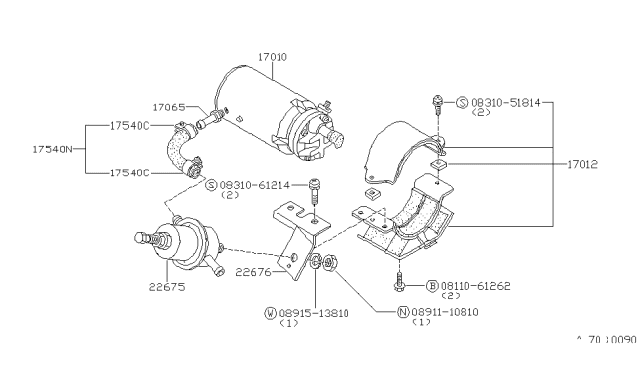 1981 Nissan 200SX Fuel Pump Assembly Diagram for 17011-P7211