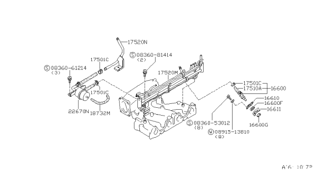 1981 Nissan 200SX Fuel Strainer & Fuel Hose Diagram 1