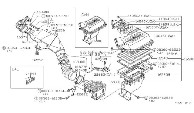 1980 Nissan 200SX Mass Air Flow Diagram for 22680-N8561