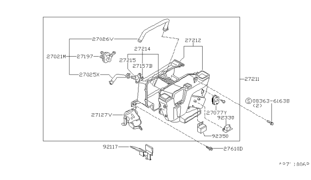 1982 Nissan 200SX Heater Unit ASY Diagram for 27105-N9606