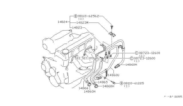 1980 Nissan 200SX Hose EAI Diagram for 14860-N8705