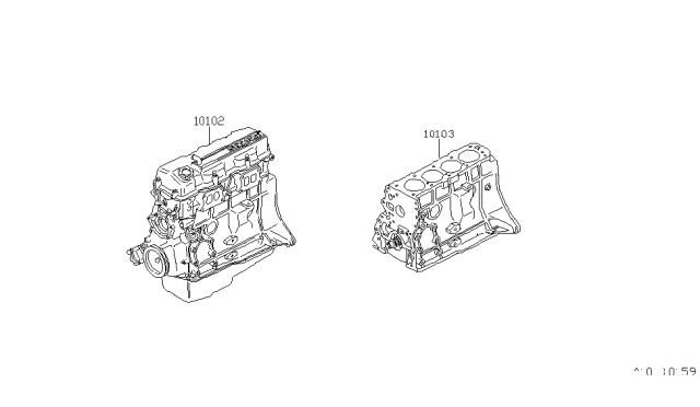 1982 Nissan 200SX Engine Assembly Short Diagram for 10103-D8100