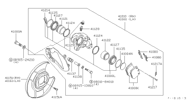 1983 Nissan 200SX CALIPER LH Diagram for 41010-N9610