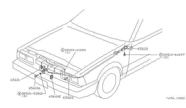 1980 Nissan 200SX Hood Lock Control Diagram 1