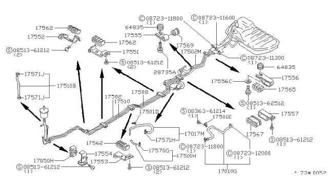 1983 Nissan 200SX Clamp Diagram for 08723-11300