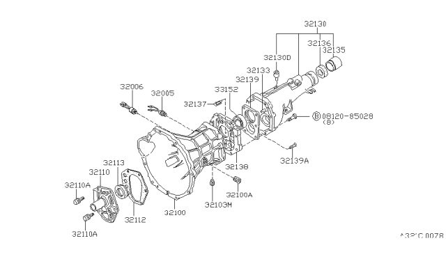 1979 Nissan 200SX Transmission Case & Clutch Release Diagram