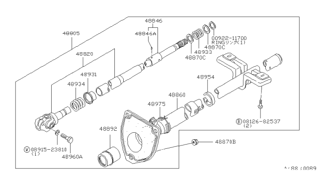 1981 Nissan 200SX Steering Column Diagram 1