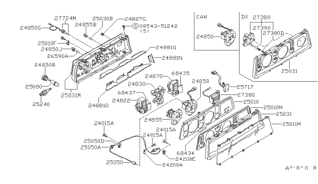 1980 Nissan 200SX Lower Combination Meter Diagram for 25032-N8501