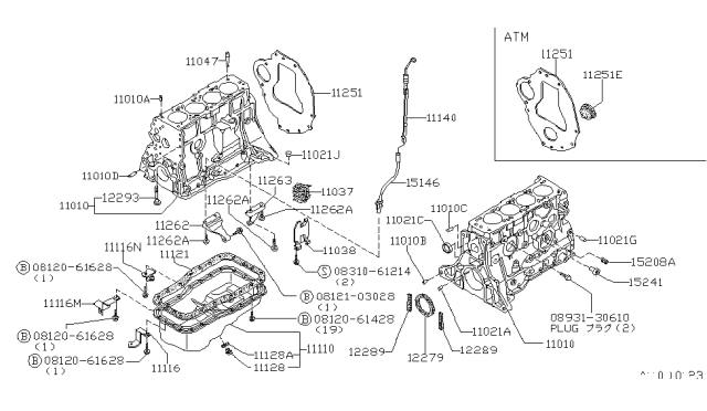 1982 Nissan 200SX Cylinder Block & Oil Pan Diagram 2